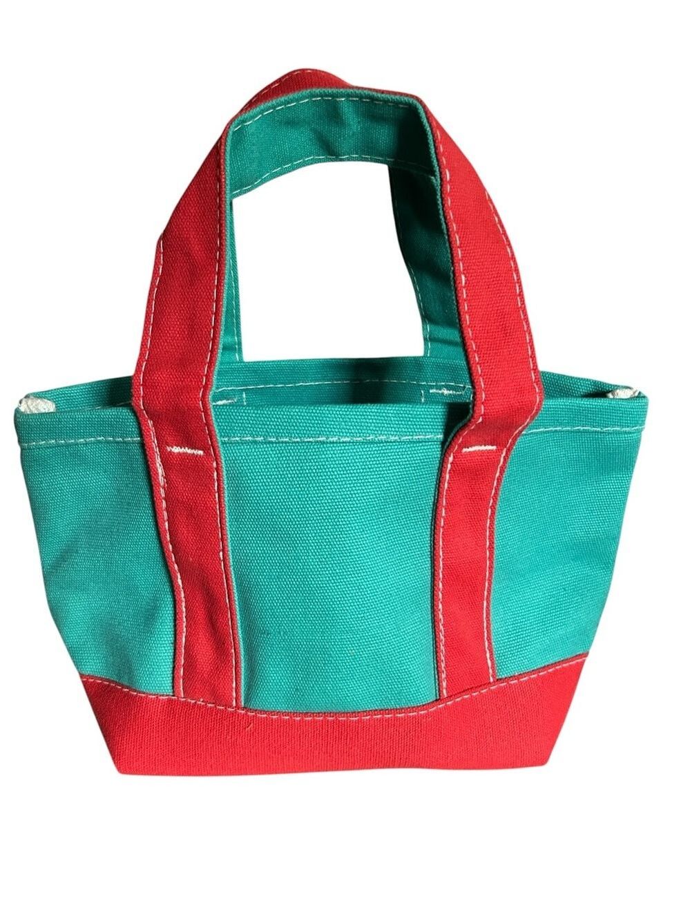 Classic Mini Canvas Tote in Teal Green and Coral